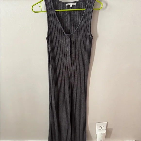 Z Supply Charcoal Ribbed Jumpsuit - Picture 4 of 7